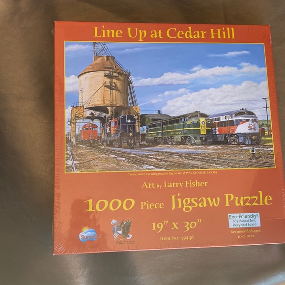 SUNS OUT Inc. PUZZLES-TWO one is TRAINS -1000 pieces & one w/CAT-500 Pieces BNWT - Picture 3 of 7